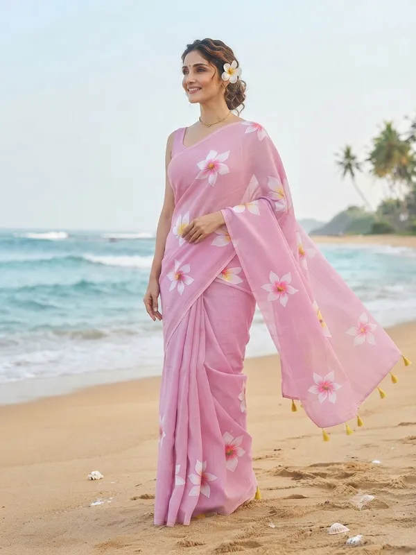 120_Count_Mul_Cotton_Saree_Hand_Print_Without_Blouse_Piece_Quality_Premium_Thin