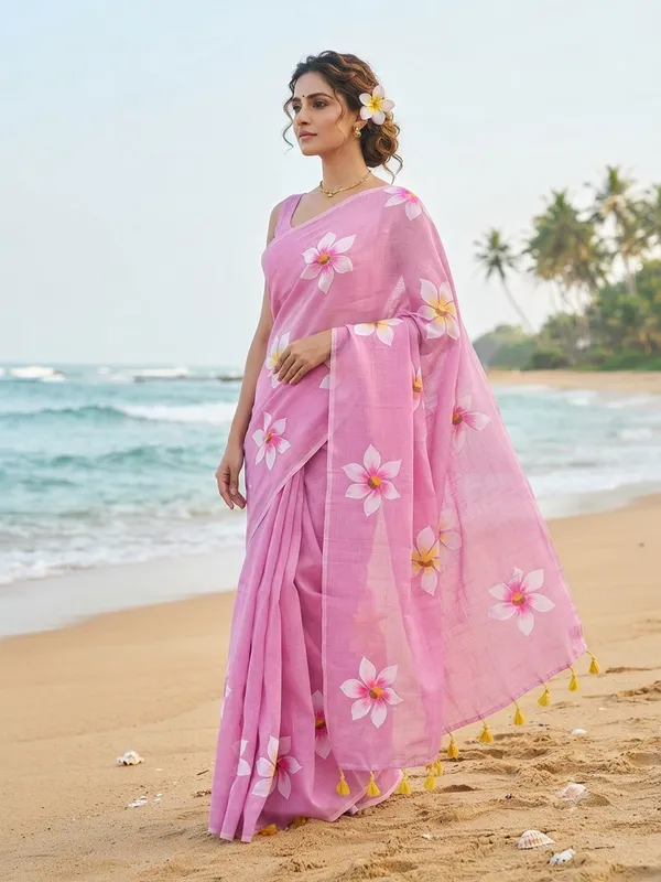 120_Count_Mul_Cotton_Saree_Hand_Print_Without_Blouse_Piece_Quality_Premium_Thin
