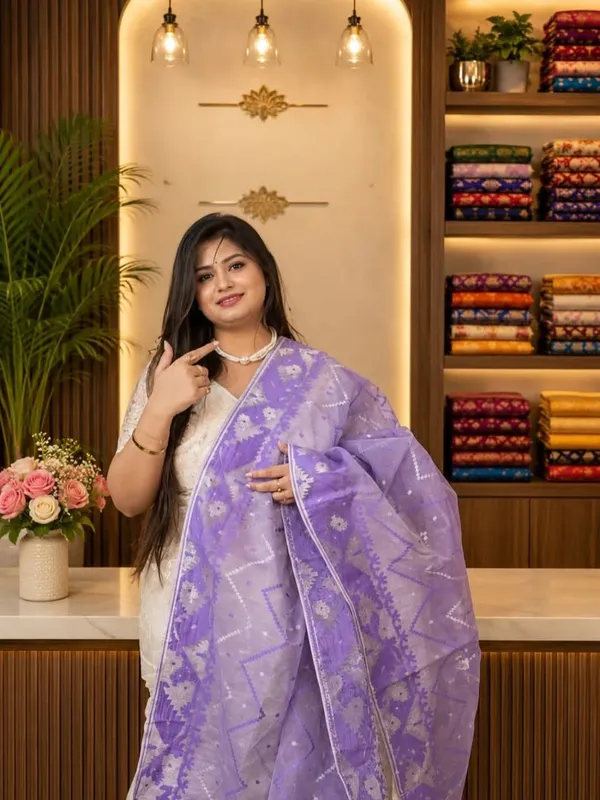 Exclusive_Soft_Dhakai_Jamdani_Saree_With_A_Running_Blouse_Piece
