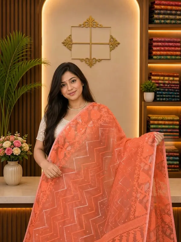 Exclusive_Soft_Dhakai_Jamdani_Saree_With_A_Running_Blouse_Piece