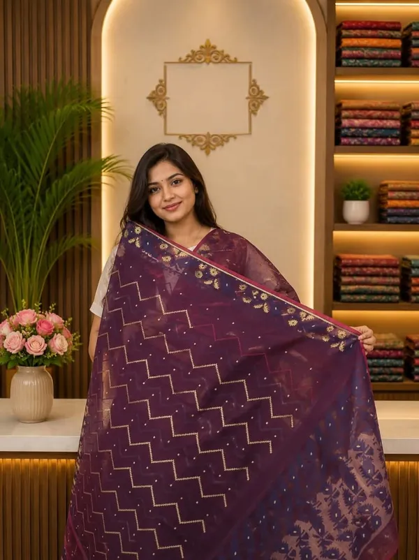 Exclusive_Soft_Dhakai_Jamdani_Saree_With_A_Running_Blouse_Piece