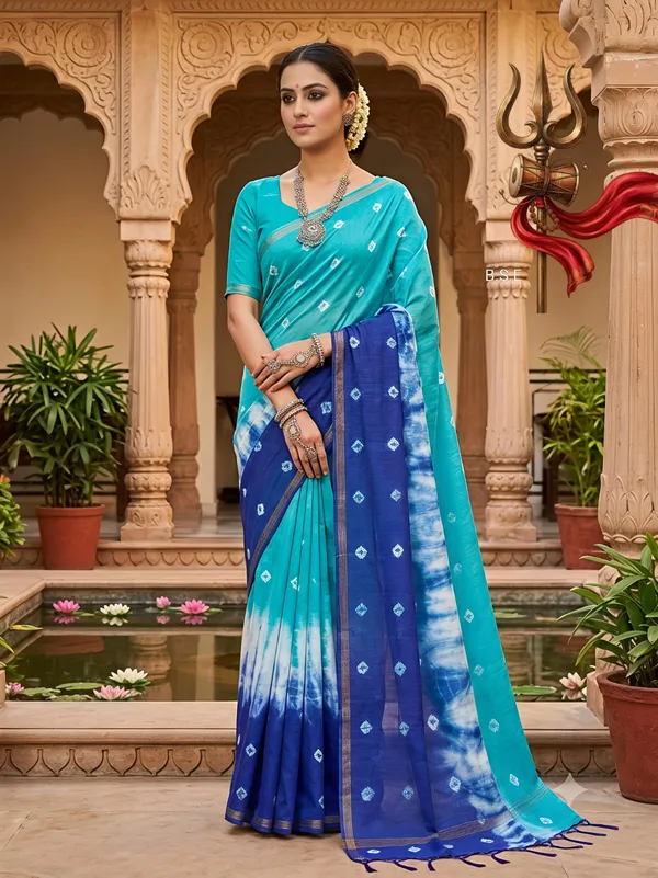 Shrivari_Print_Silk_Batik_Saree_With_Blouse_Piece