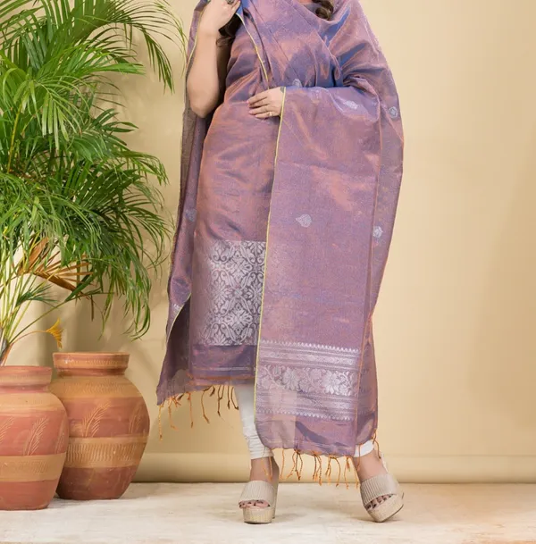 Pure_Tissue_Linen_Kurti_And_Dupatta_Set