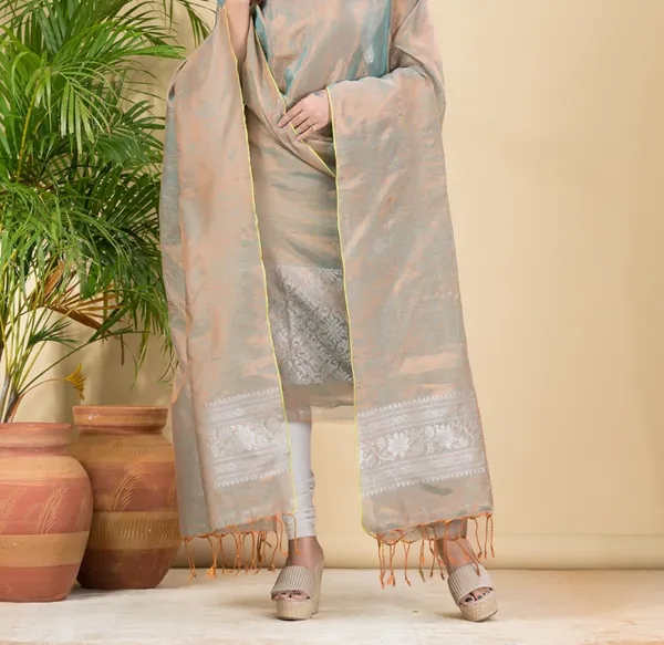 Pure_Tissue_Linen_Kurti_And_Dupatta_Set