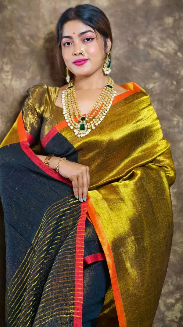 Pure_Tissue_Linen_Saree_With_Blouse_Piece
