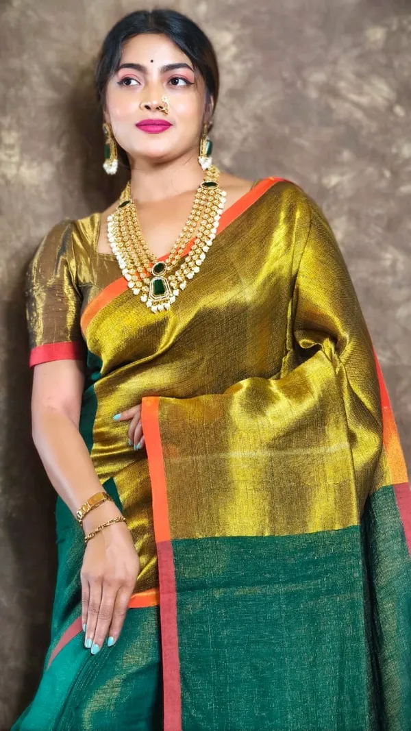 Pure_Tissue_Linen_Saree_With_Blouse_Piece