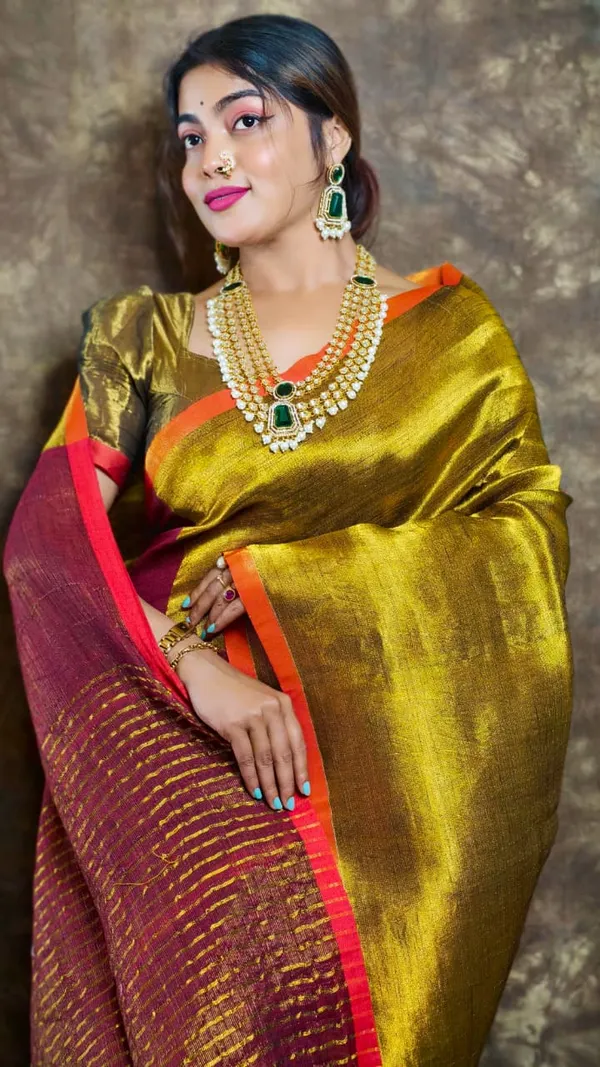 Pure_Tissue_Linen_Saree_With_Blouse_Piece