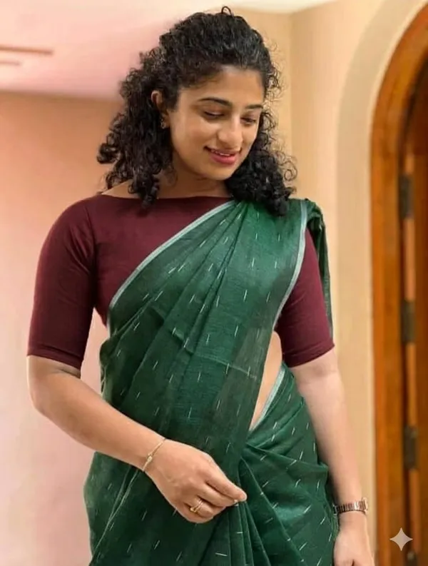 Linen_Jharna_Work_Saree_With_Blouse_Piece
