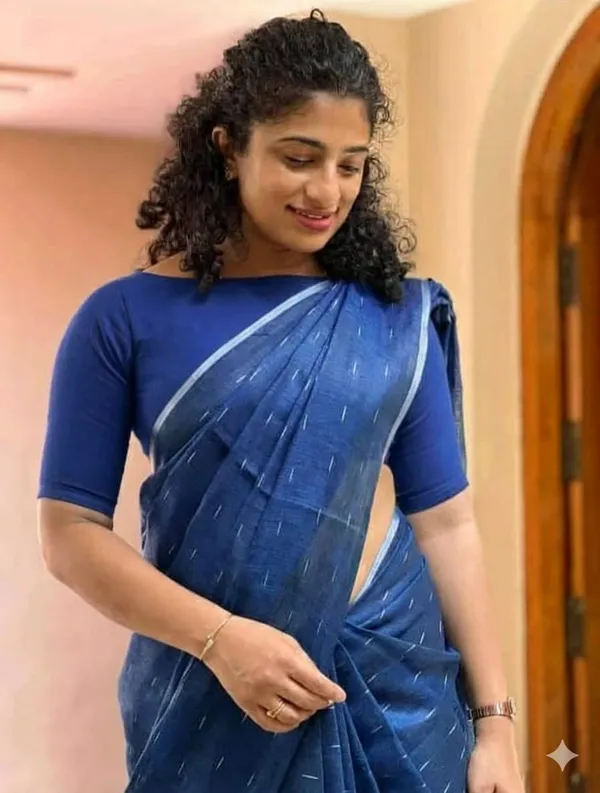 Linen_Jharna_Work_Saree_With_Blouse_Piece