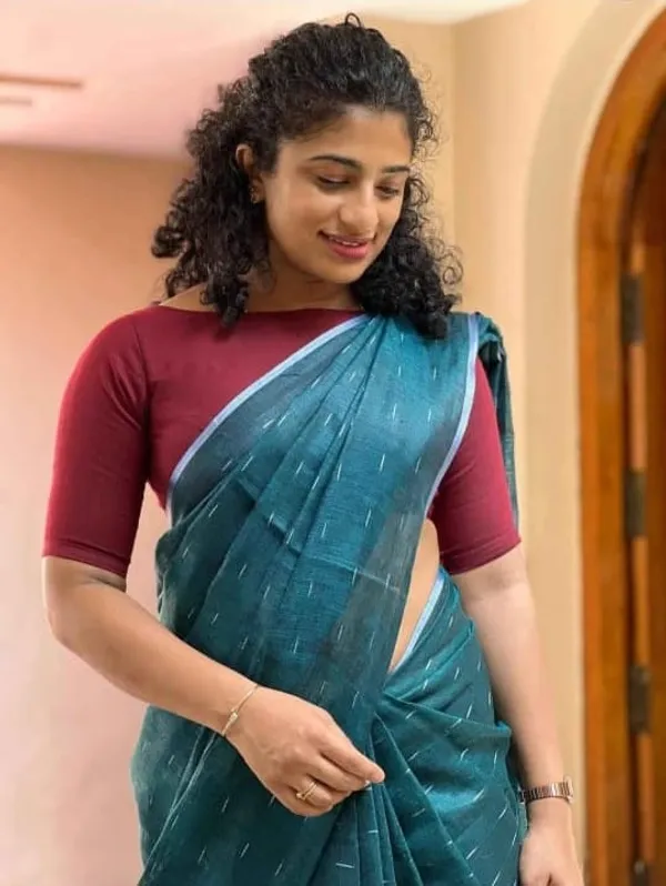 Linen_Jharna_Work_Saree_With_Blouse_Piece
