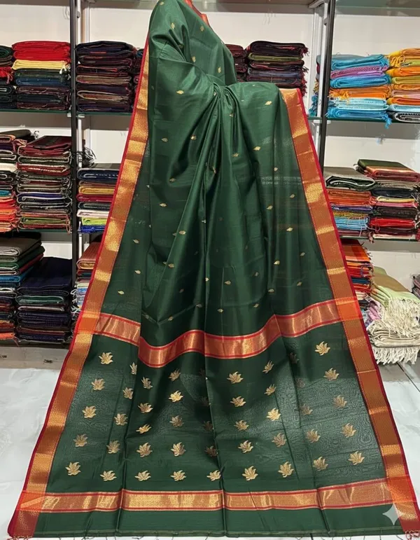 New_Digine_Maheshwari_Cotton_Silk_Saree_With_Blouse_Piece
