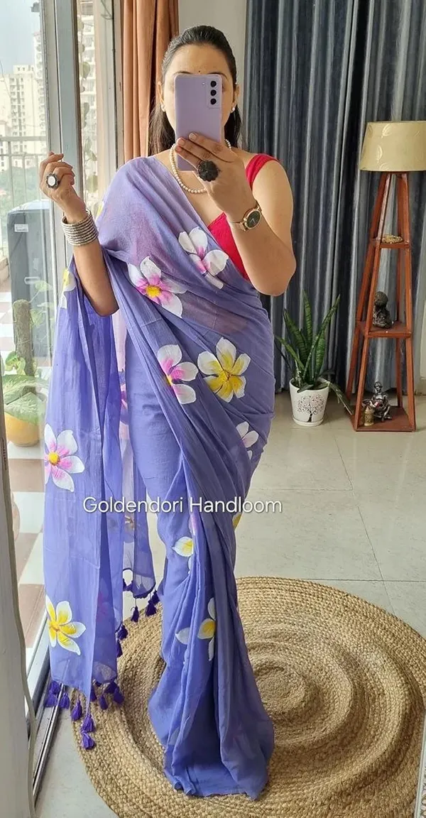 120_Count_Mul_Cotton_Saree_Hand_Print_Without_Blouse_Piece_Quality_Premium_Thin