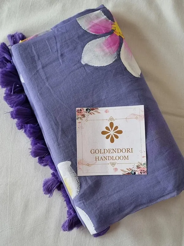 120_Count_Mul_Cotton_Saree_Hand_Print_Without_Blouse_Piece_Quality_Premium_Thin