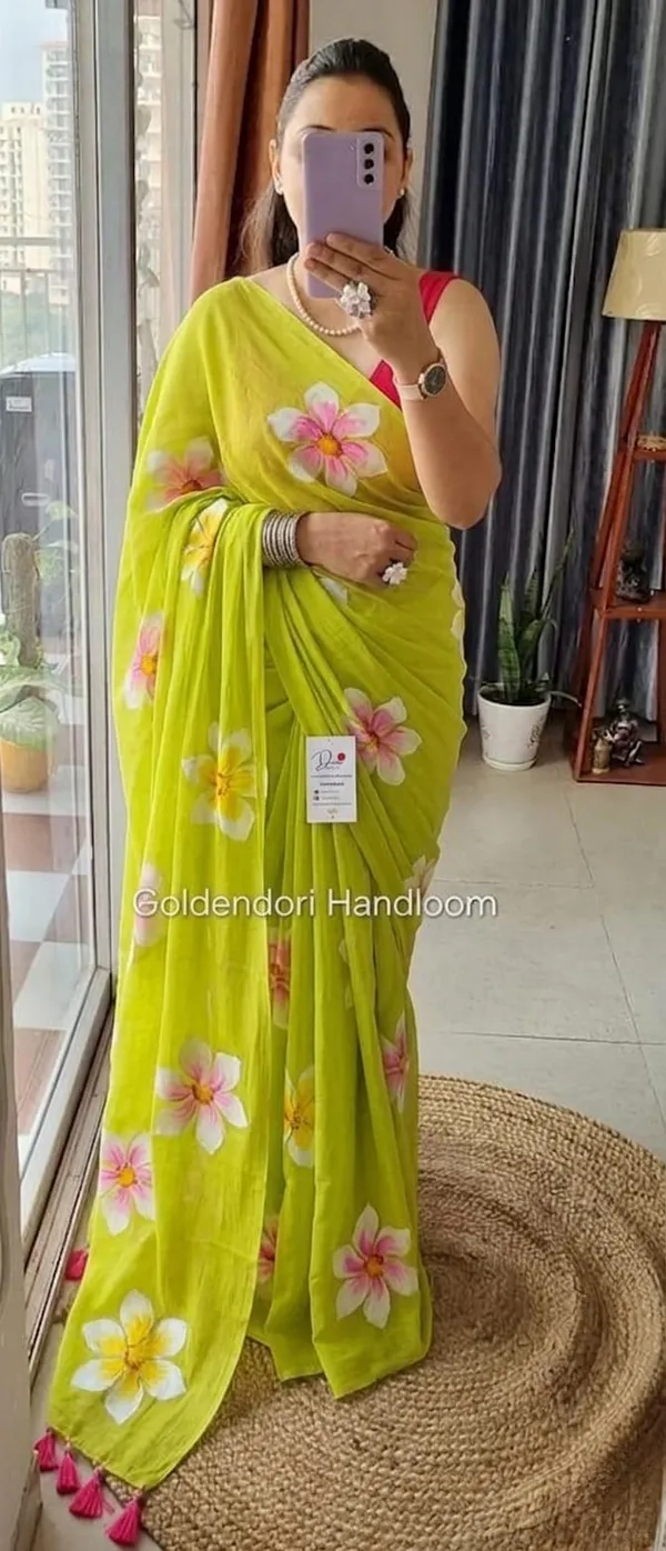 120_Count_Mul_Cotton_Saree_Hand_Print_Without_Blouse_Piece_Quality_Premium_Thin