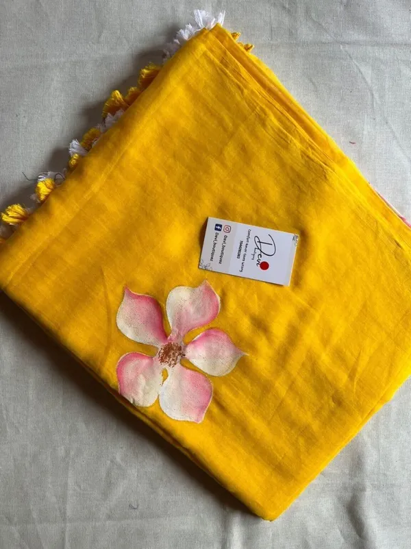 120_Count_Mul_Cotton_Saree_Hand_Print_Without_Blouse_Piece_Quality_Premium_Thin