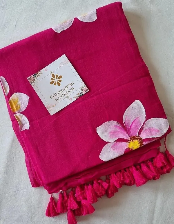 120_Count_Mul_Cotton_Saree_Hand_Print_Without_Blouse_Piece_Quality_Premium_Thin