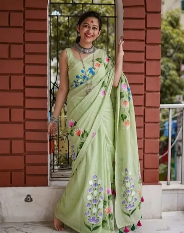 120_Count_Mul_Cotton_Saree_Hand_Print_Without_Blouse_Piece_Quality_Premium_Thin