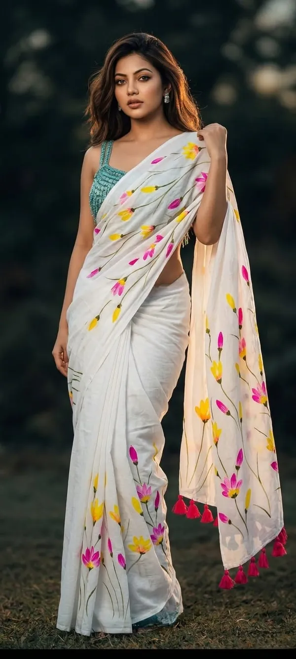 120_Count_Mul_Cotton_Saree_Hand_Print_Without_Blouse_Piece_Quality_Premium_Thin
