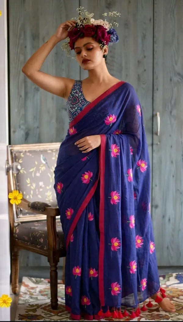 Mull_Cotton_Chain_Sequence_Saree_Without_Blouse_Piece_Quality_Premium_Thin