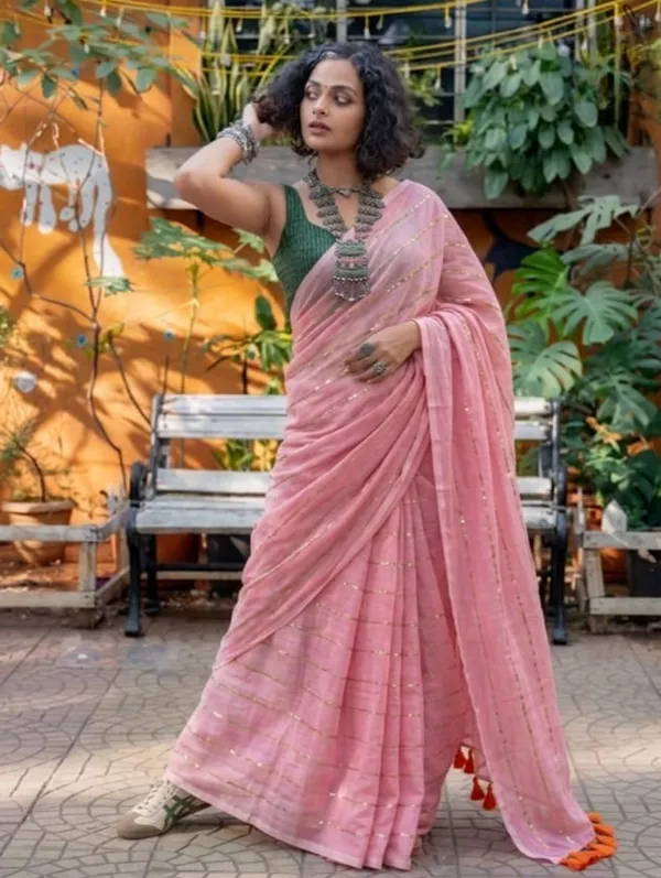 Mull_Cotton_Chain_Sequence_Saree_Without_Blouse_Piece_Quality_Premium_Thin