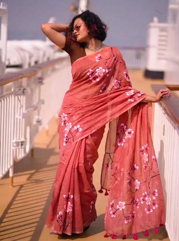 120_Count_Mul_Cotton_Saree_Hand_Print_Without_Blouse_Piece_Quality_Premium_Thin
