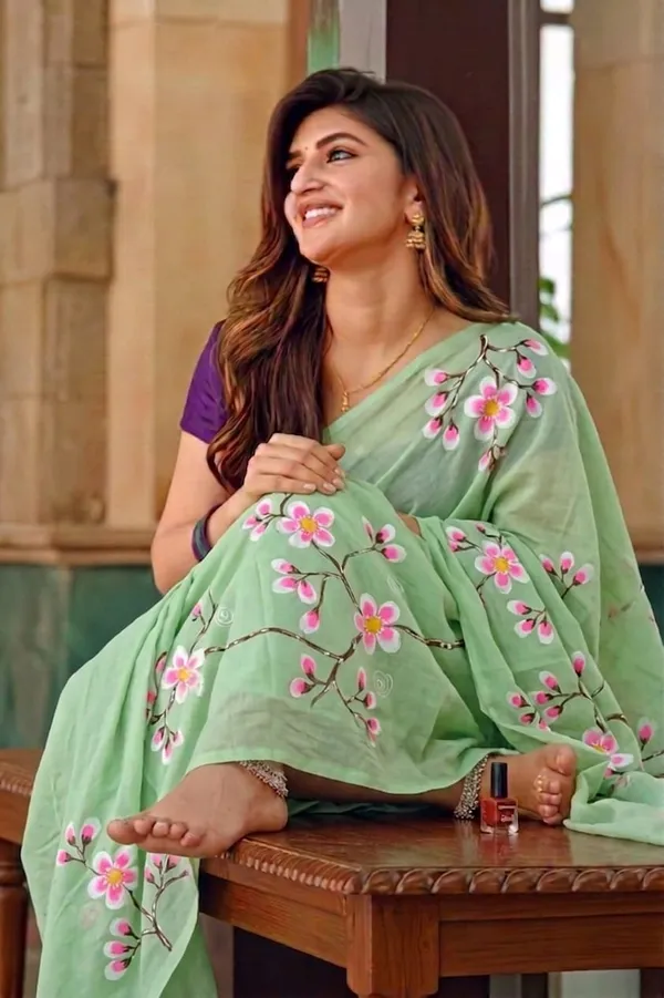 120_Count_Mul_Cotton_Saree_Hand_Print_Without_Blouse_Piece_Quality_Premium_Thin