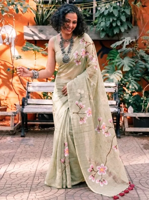 120_Count_Mul_Cotton_Saree_Hand_Print_Without_Blouse_Piece_Quality_Premium_Thin