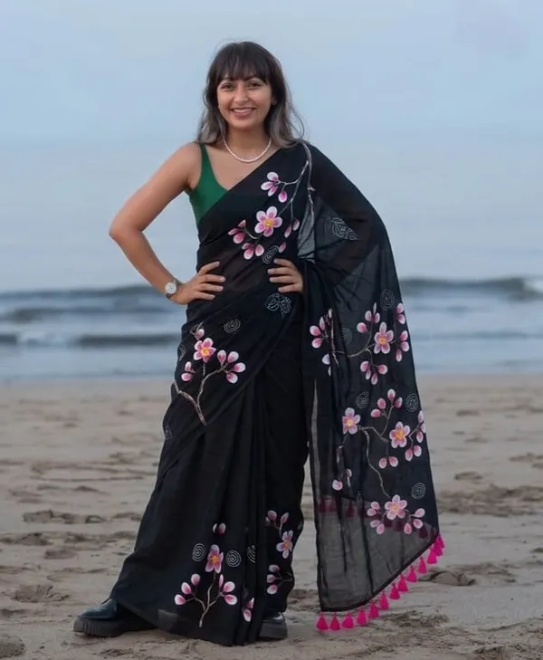 120_Count_Mul_Cotton_Saree_Hand_Print_Without_Blouse_Piece_Quality_Premium_Thin