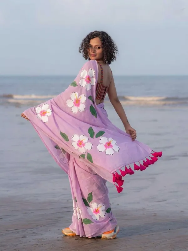 120_Count_Mul_Cotton_Saree_Hand_Print_Without_Blouse_Piece_Quality_Premium_Thin
