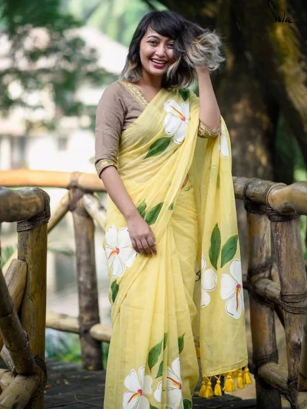 120_Count_Mul_Cotton_Saree_Hand_Print_Without_Blouse_Piece_Quality_Premium_Thin
