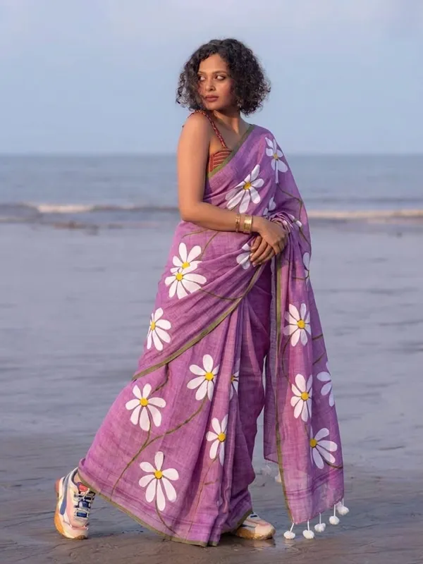 120_Count_Mul_Cotton_Saree_Hand_Print_Without_Blouse_Piece_Quality_Premium_Thin