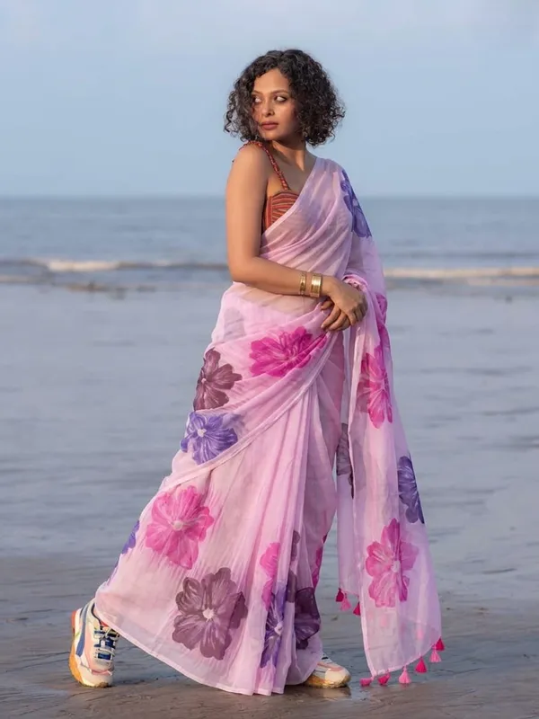 120_Count_Mul_Cotton_Saree_Hand_Print_Without_Blouse_Piece_Quality_Premium_Thin