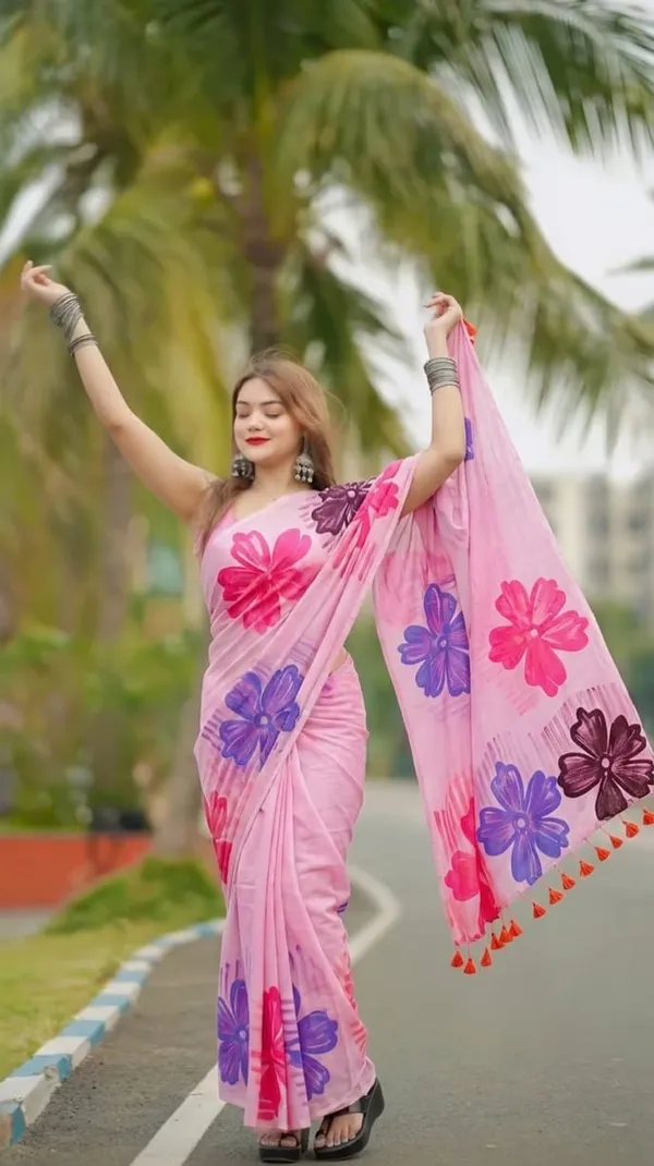 120_Count_Mul_Cotton_Saree_Hand_Print_Without_Blouse_Piece_Quality_Premium_Thin