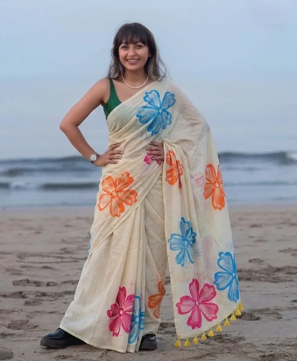 120_Count_Mul_Cotton_Saree_Hand_Print_Without_Blouse_Piece_Quality_Premium_Thin