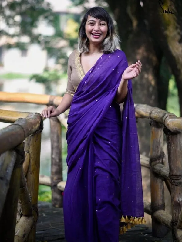 120_Count_Mul_Cotton_Gini_Work_Saree_Without_Blouse_Piece