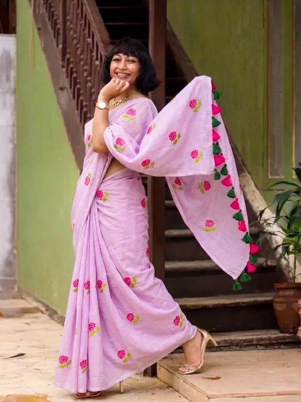 Mull_Cotton_Embroidery_Saree_Without_Blouse_Piece_Quality_Premium_Thin