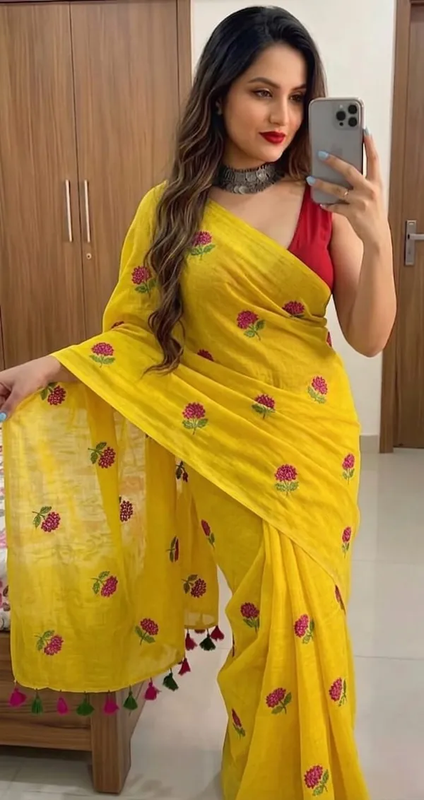 Mull_Cotton_Embroidery_Saree_Without_Blouse_Piece_Quality_Premium_Thin