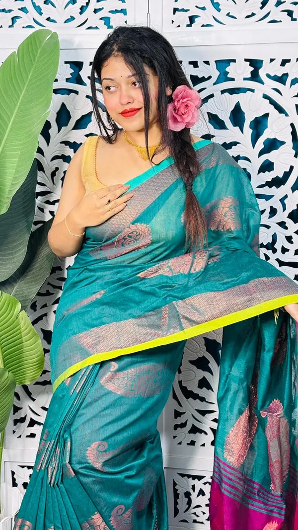 Handloom_Kolka_Woven_Design_Cotton_Silk_Saree_With_Blouse_Piece