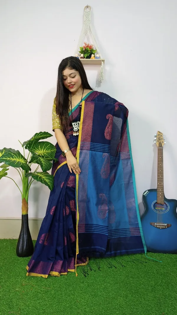Handloom_Kolka_Woven_Design_Cotton_Silk_Saree_With_Blouse_Piece