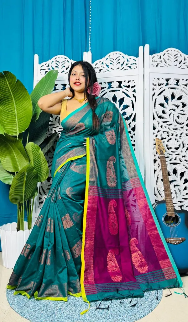 Handloom_Kolka_Woven_Design_Cotton_Silk_Saree_With_Blouse_Piece