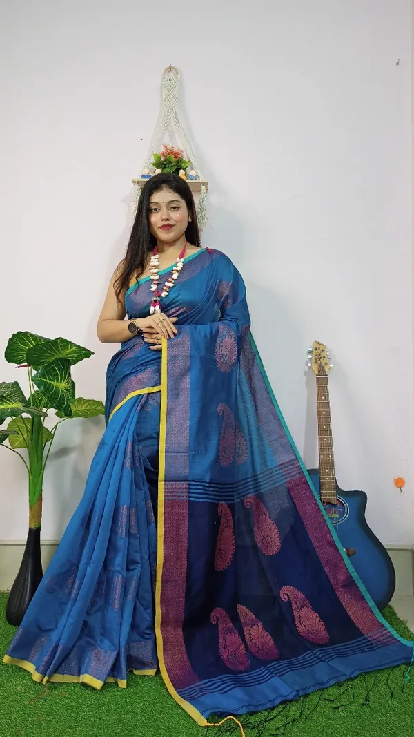 Handloom_Kolka_Woven_Design_Cotton_Silk_Saree_With_Blouse_Piece