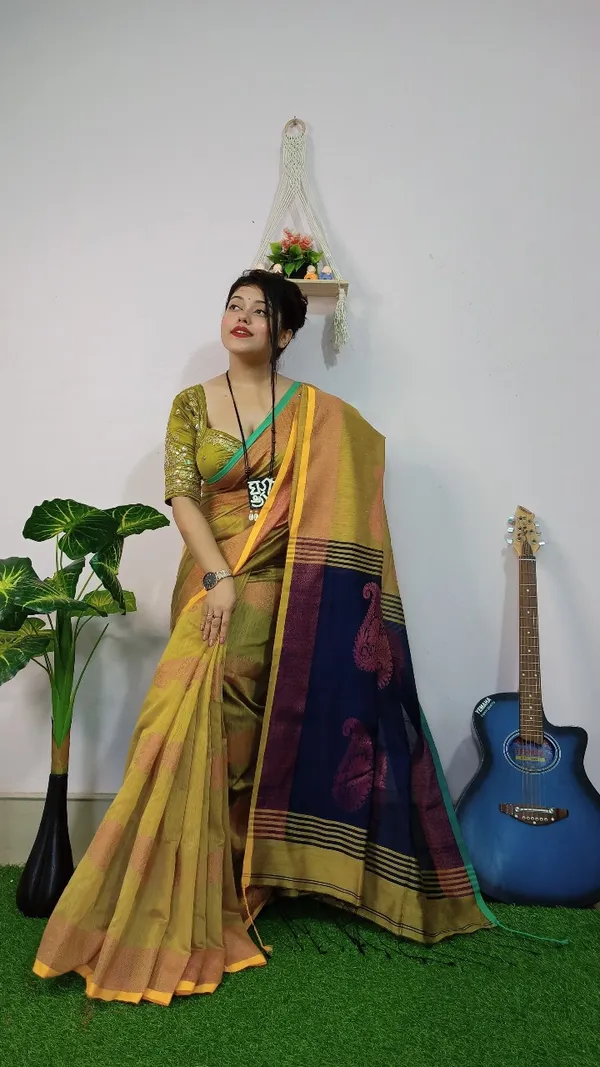 Handloom_Kolka_Woven_Design_Cotton_Silk_Saree_With_Blouse_Piece