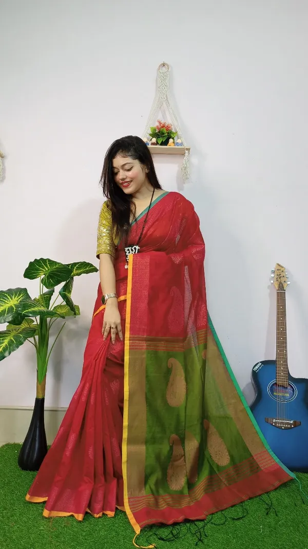 Handloom_Kolka_Woven_Design_Cotton_Silk_Saree_With_Blouse_Piece