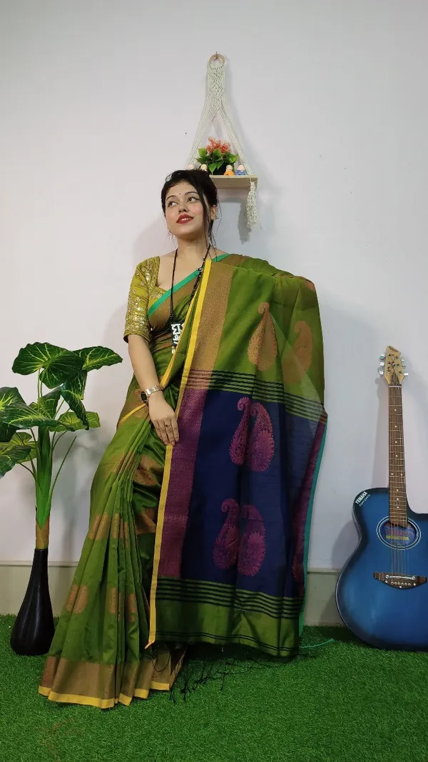 Handloom_Kolka_Woven_Design_Cotton_Silk_Saree_With_Blouse_Piece