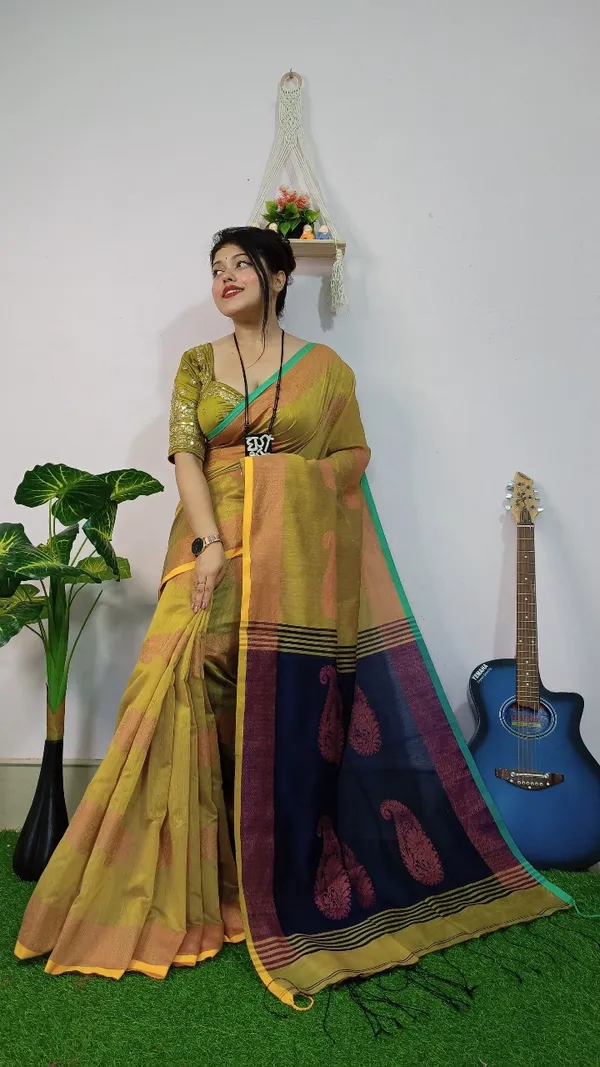 Handloom_Kolka_Woven_Design_Cotton_Silk_Saree_With_Blouse_Piece