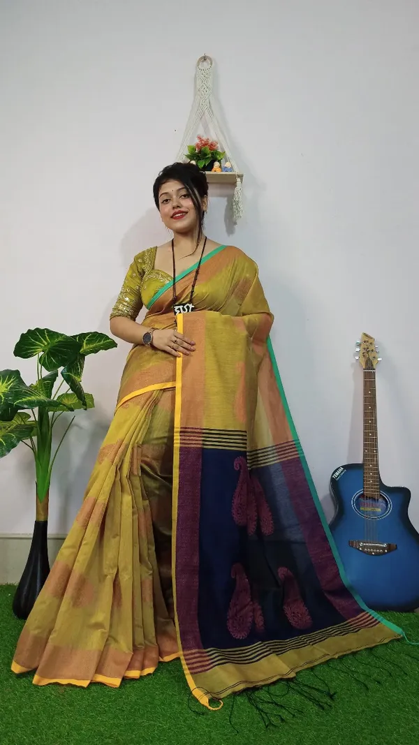 Handloom_Kolka_Woven_Design_Cotton_Silk_Saree_With_Blouse_Piece