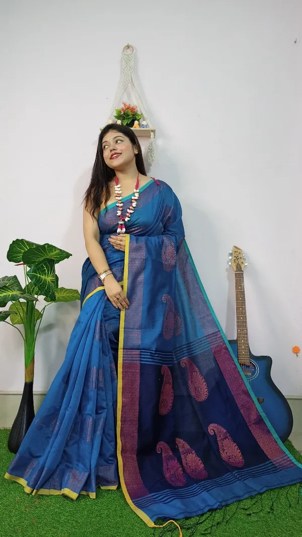 Handloom_Kolka_Woven_Design_Cotton_Silk_Saree_With_Blouse_Piece