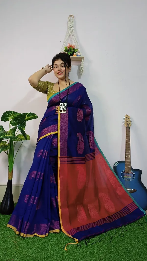 Handloom_Kolka_Woven_Design_Cotton_Silk_Saree_With_Blouse_Piece