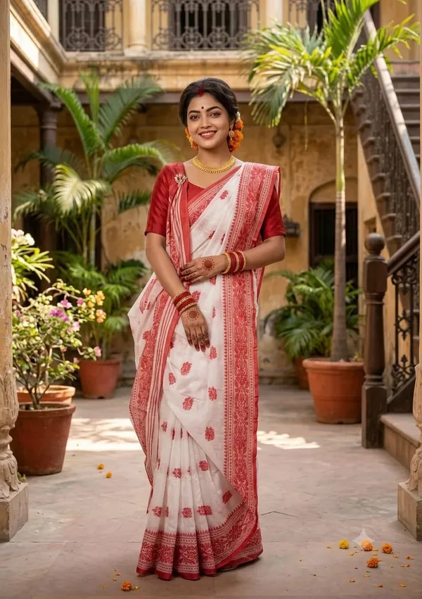 Handloom_Woven_Design_Saree_With_Blouse_Piece_Red_Pallu,_White_Body