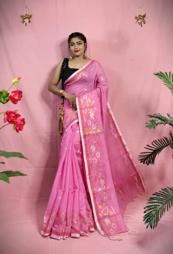 Copper_Zari_Woven_Slub_Saree_With_Blouse_Piece